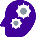 AI icon of gears in a head representing Babylon's triage system for analyzing symptoms and suggesting treatment.