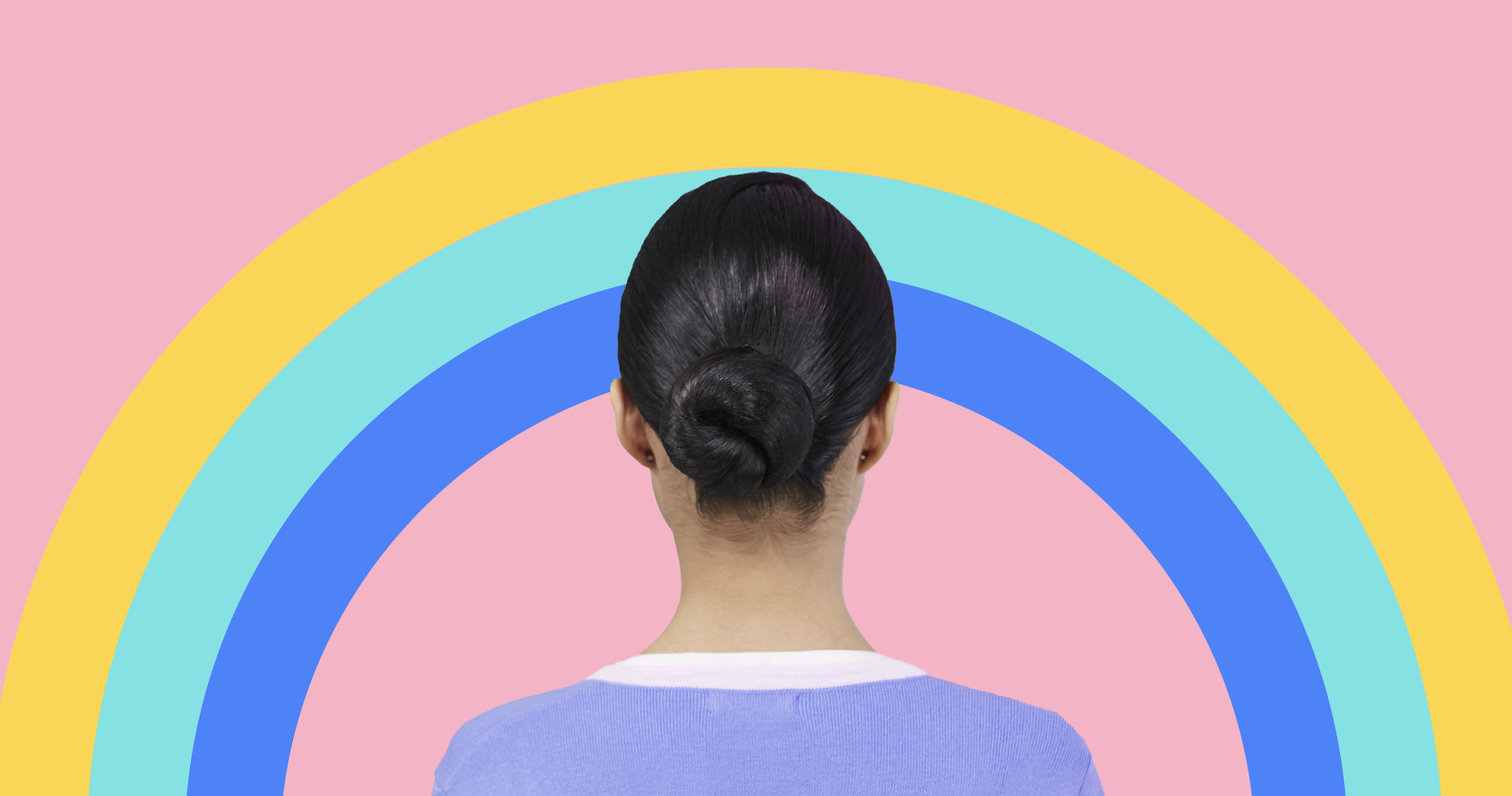 A woman looking at a rainbow